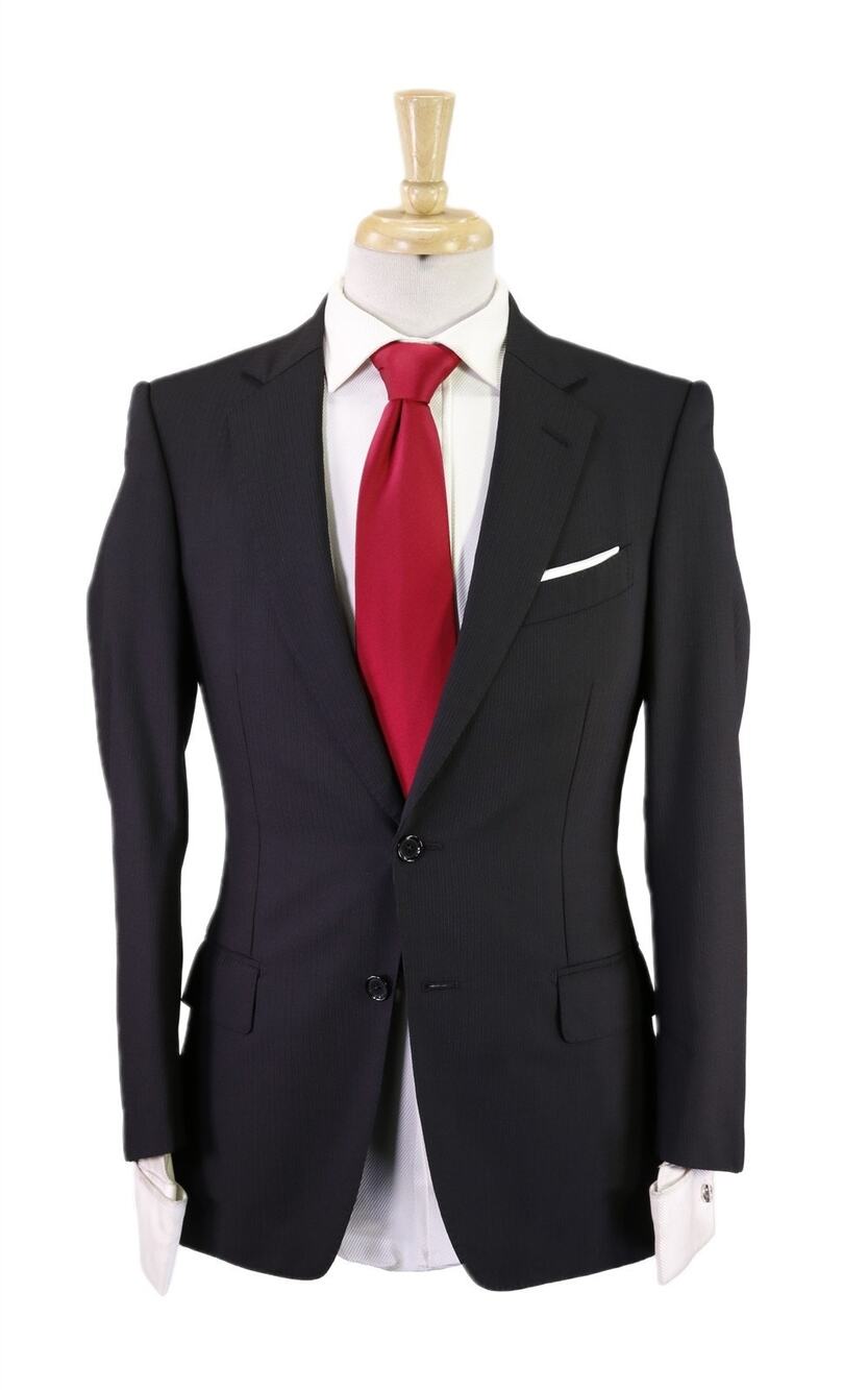 Paul Stuart Recent Black Tonestripe 2-Btn Slim Fit Wool Suit 36S